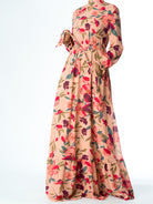 Peach Blush Floral petals maxi dress Kabayare