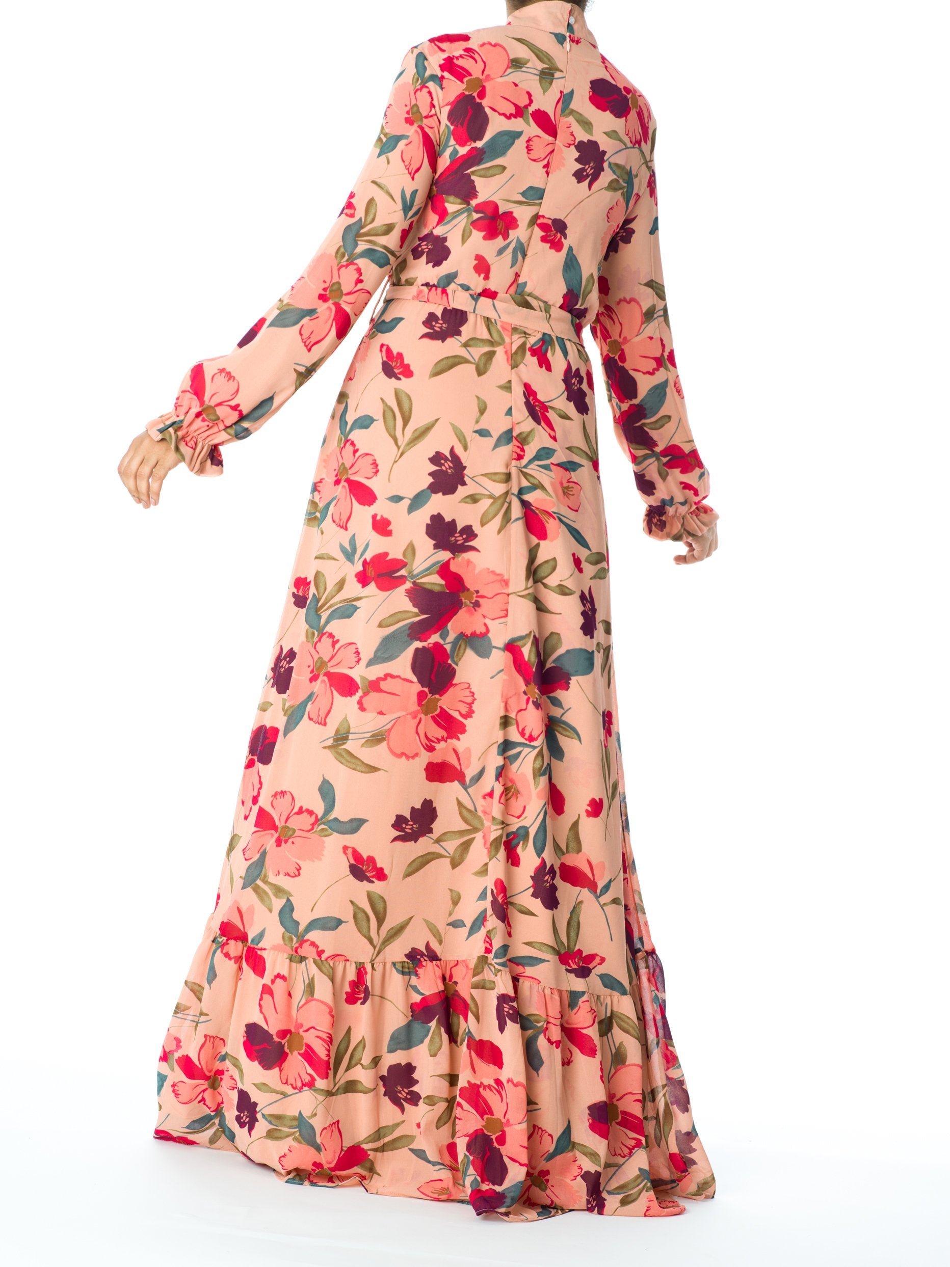Peach Blush Floral petals maxi dress Kabayare