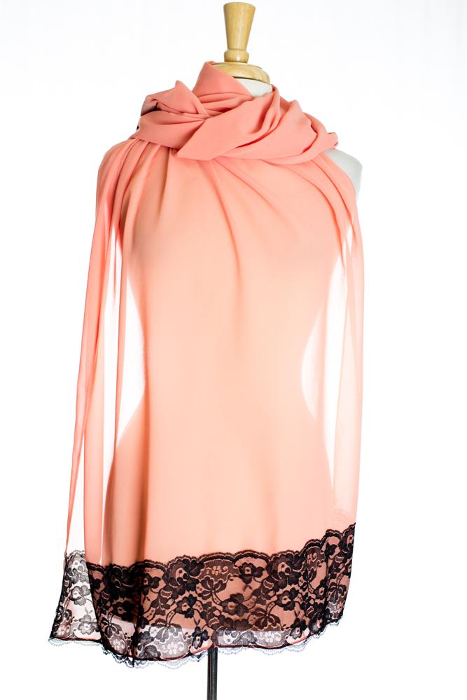 Peach Signature Lace Hijab Kabayare