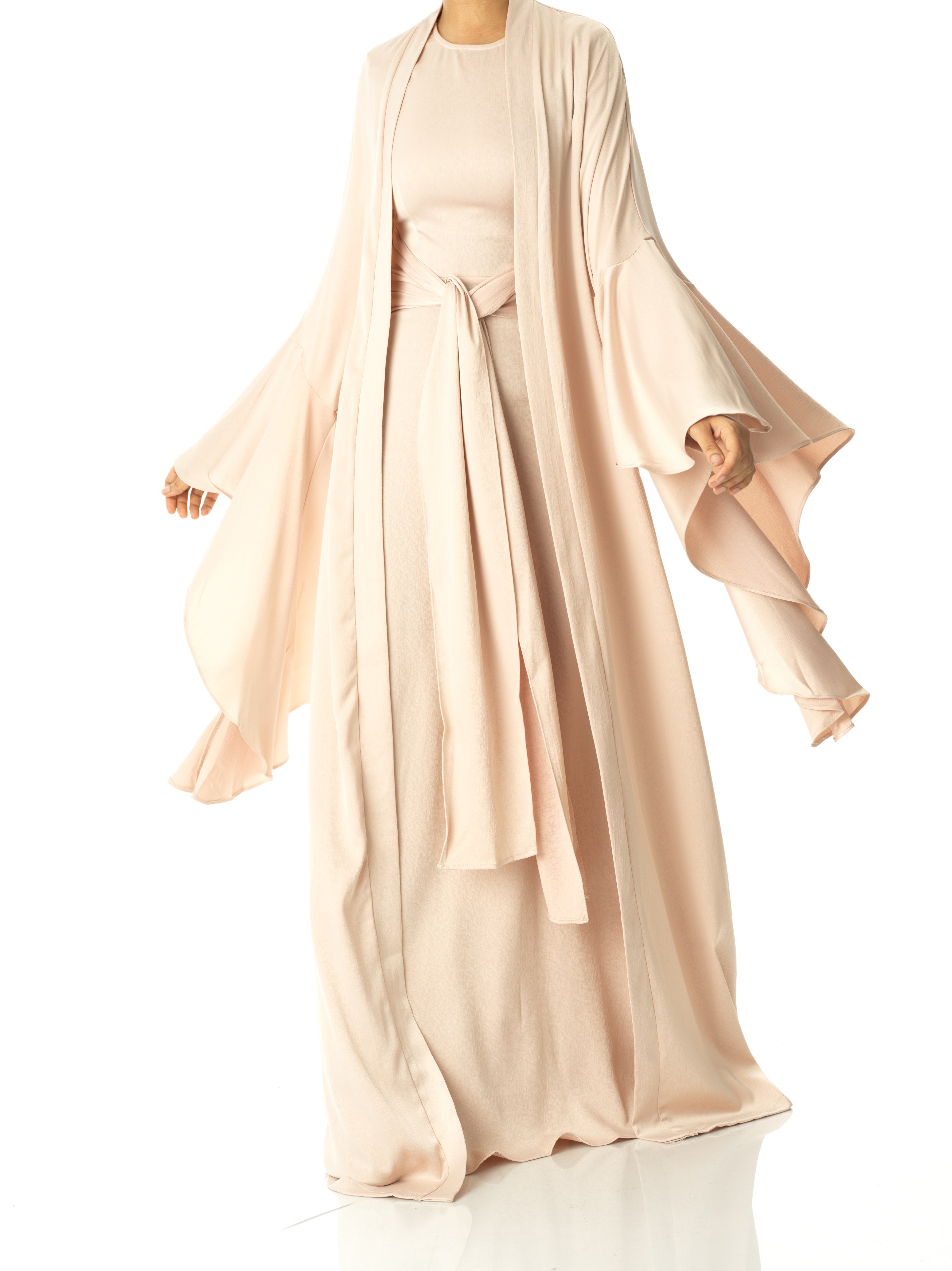 Pearl Abaya queen satin kimono two-piece set Kabayare