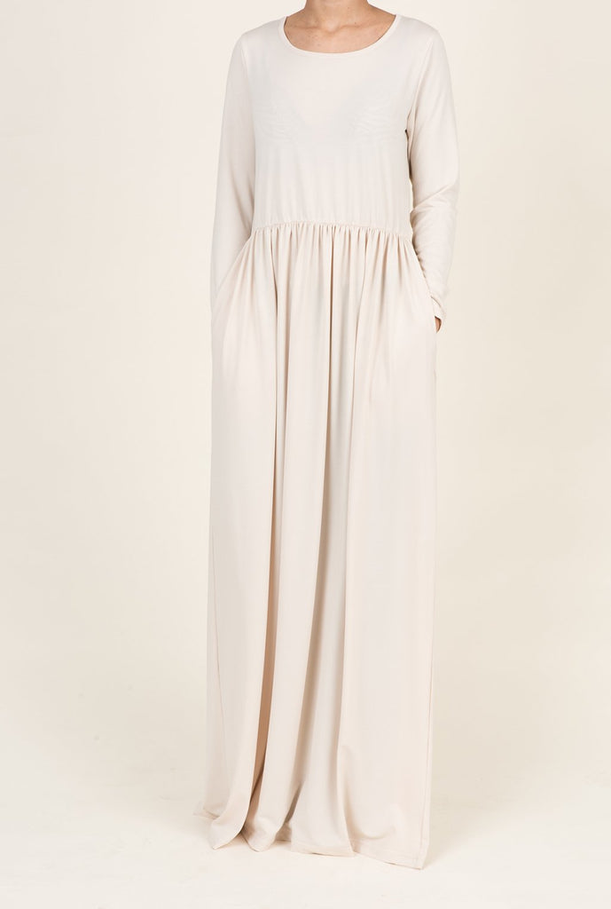 Pearl Milk Silk Maxi Dress (SOFT) Kabayare