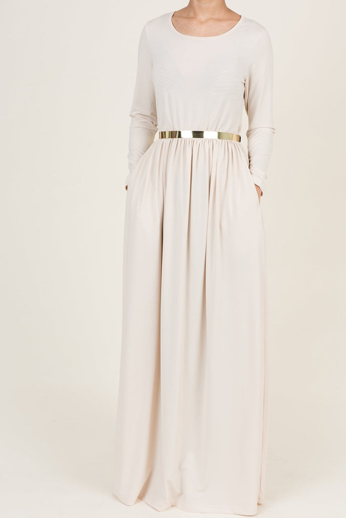 Pearl Milk Silk Maxi Dress (SOFT) Kabayare