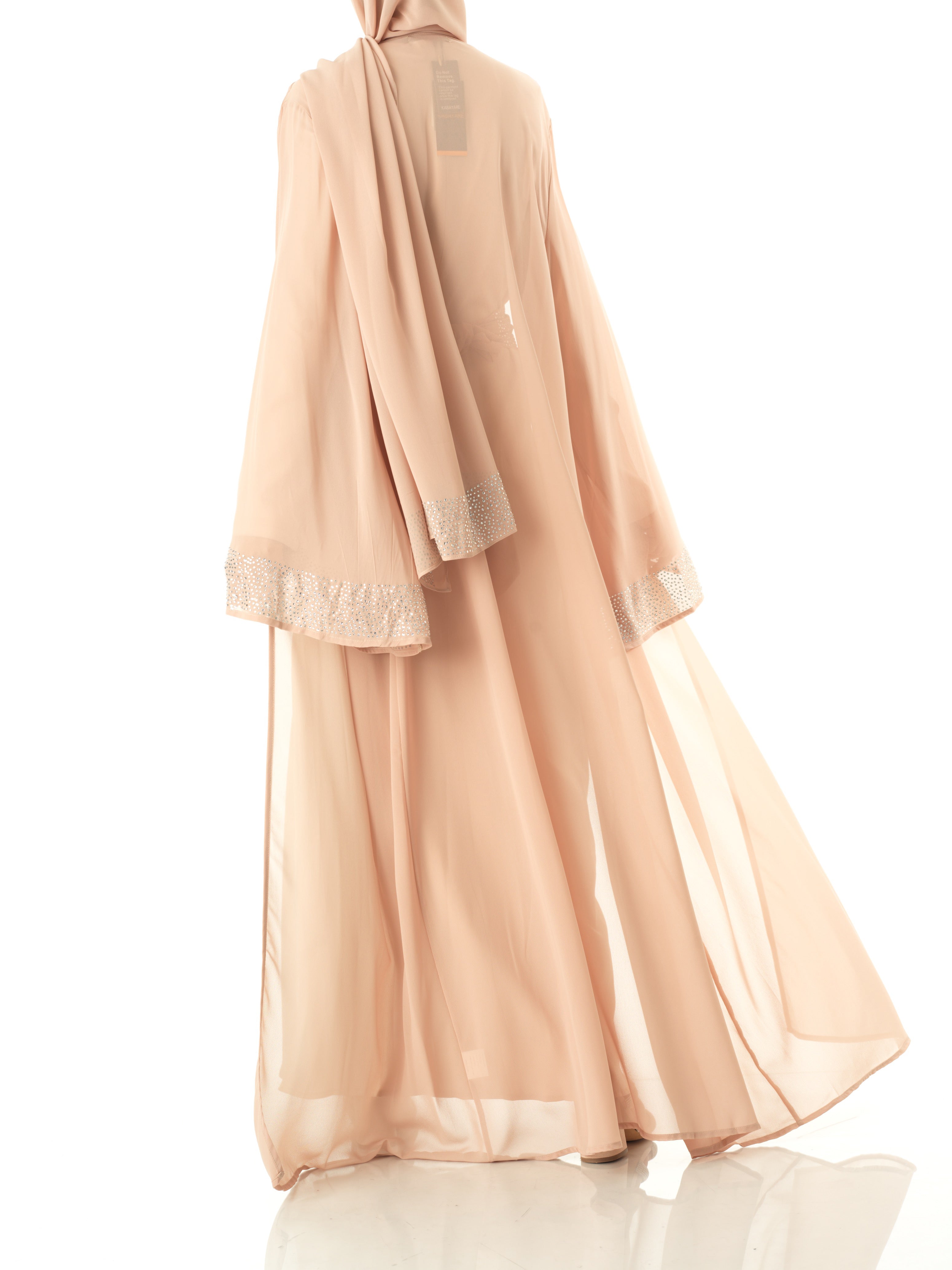 Pearl Nude Manal kimono abaya 4 -piece set Kabayare