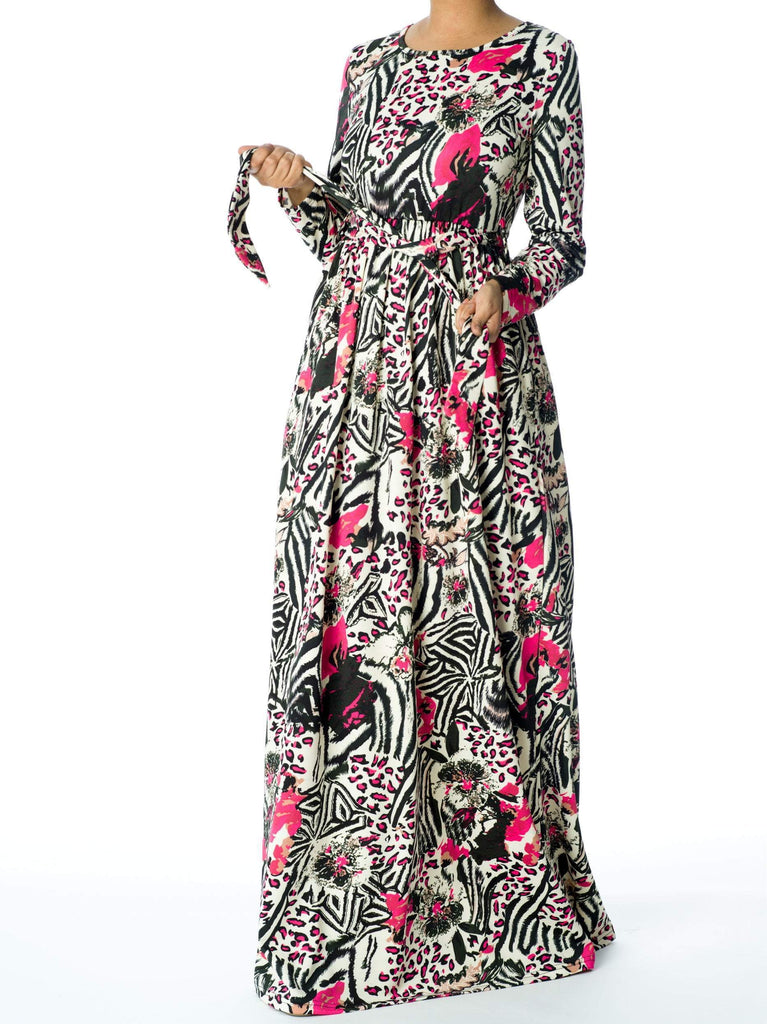 Pink animal print maxi dress Kabayare