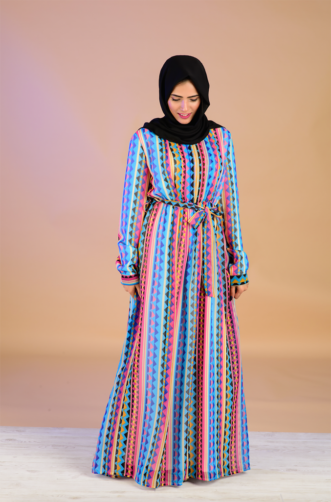 Pink azteck chiffon maxi dress Kabayare