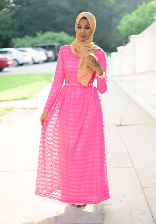 Pink Chevron Lace dress Kabayare