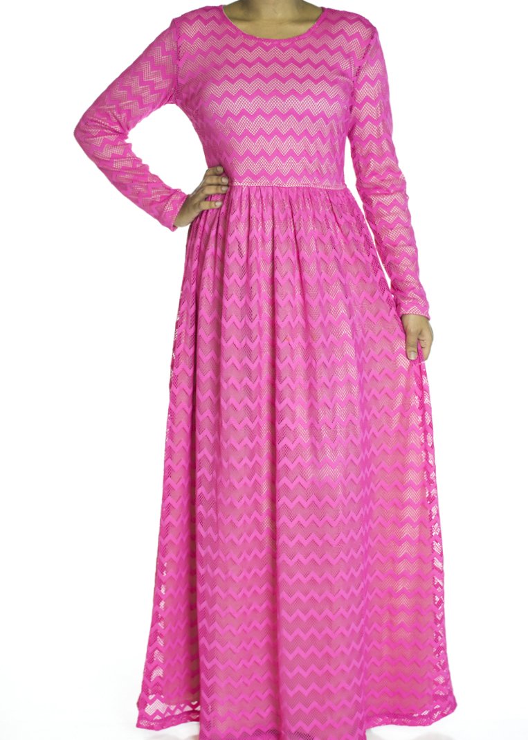 Pink Chevron Lace dress Kabayare
