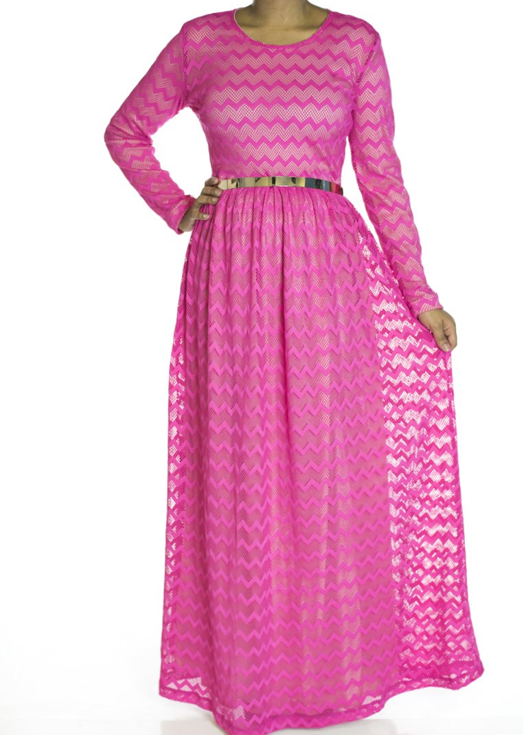Pink Chevron Lace dress Kabayare