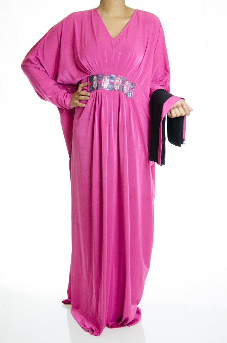Pink diamond Butterfly Jersey Abaya Kabayare