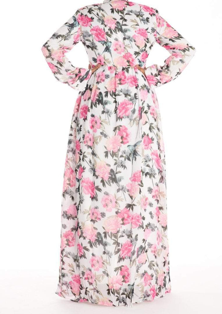 Pink floral buttons maxi dress Kabayare