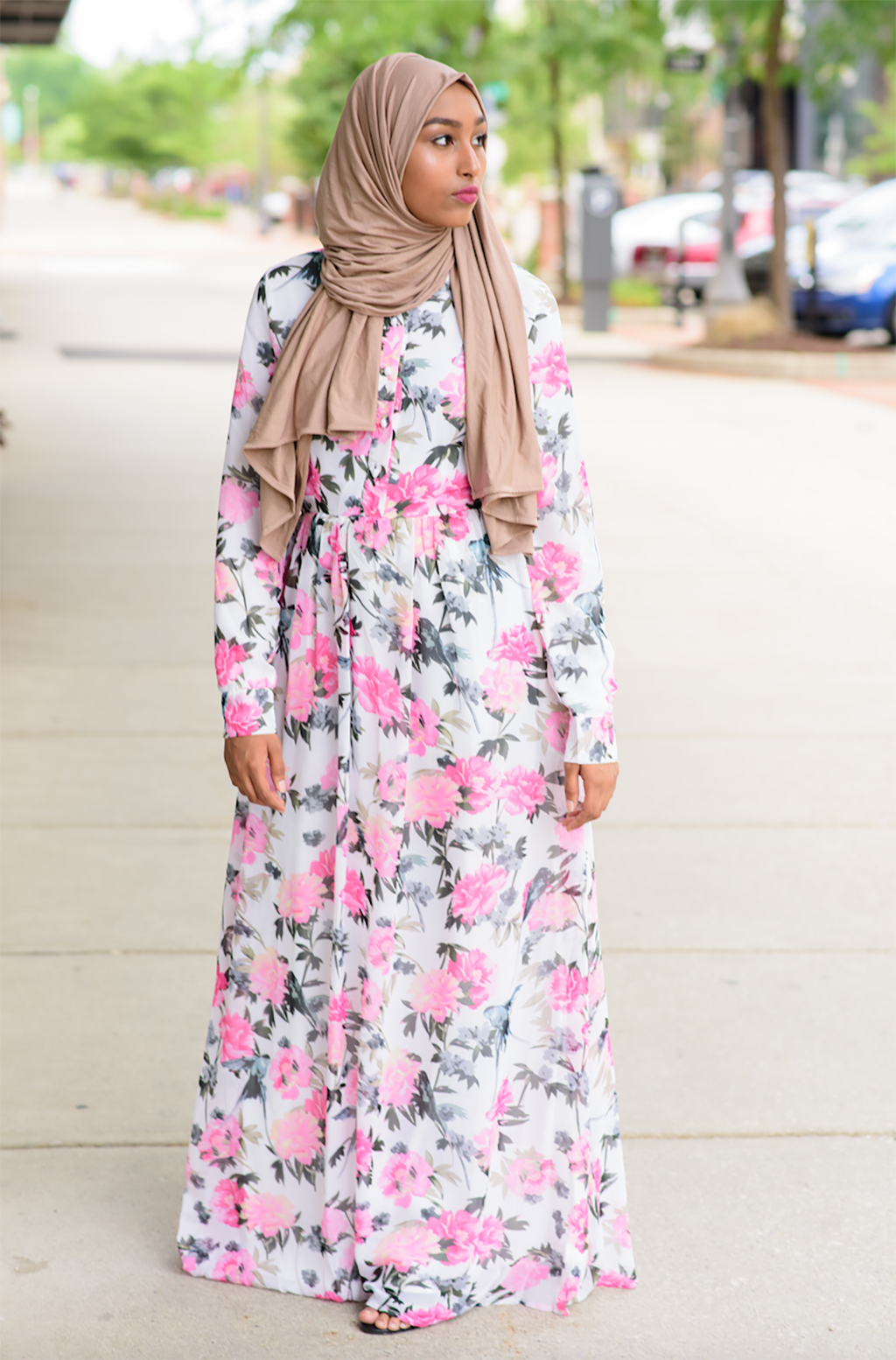 Pink floral buttons maxi dress Kabayare