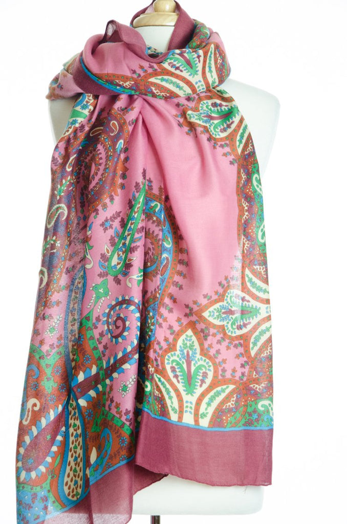 Pink Floral Geo Print Scarf Kabayare
