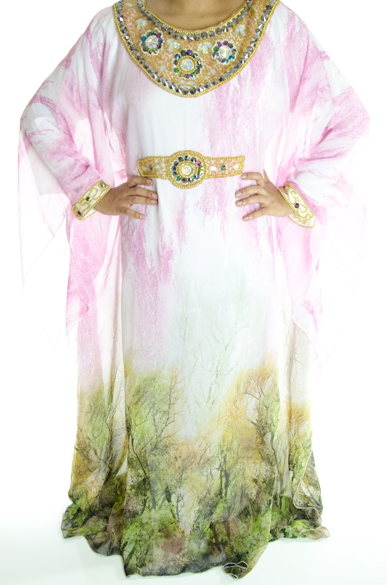 Pink forest Kaftan Kabayare