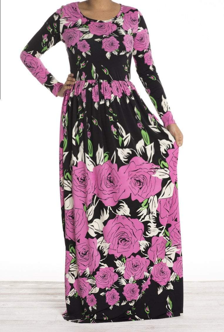 Pink garden floral maxi dress Kabayare
