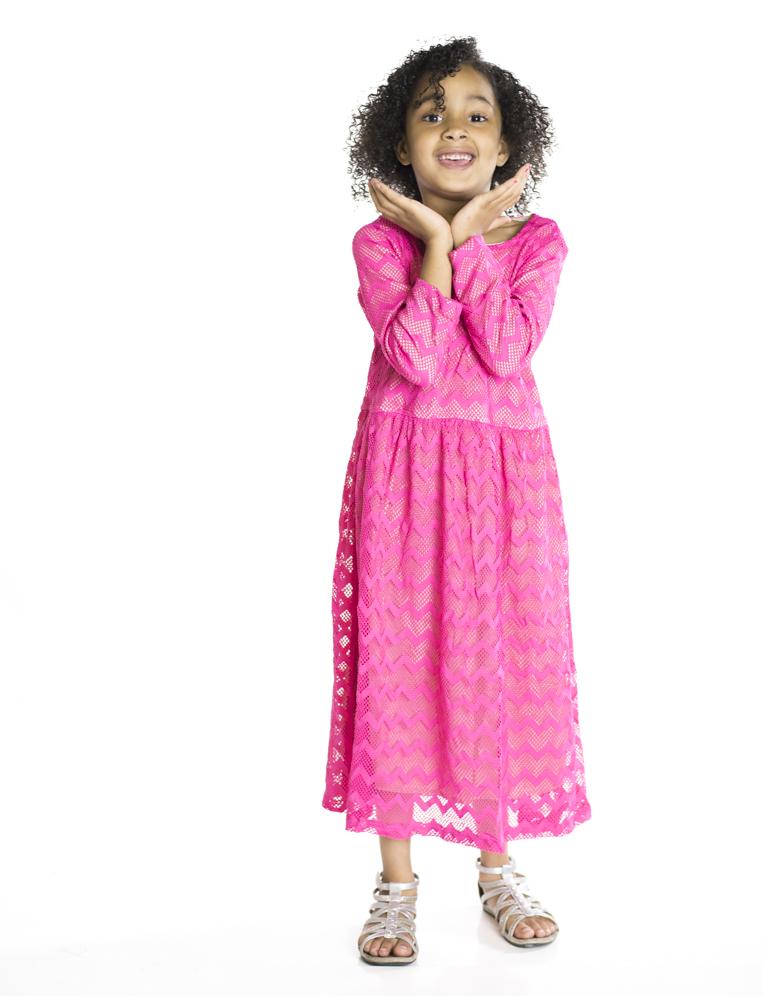 Pink Kids chevron lace Kabayare