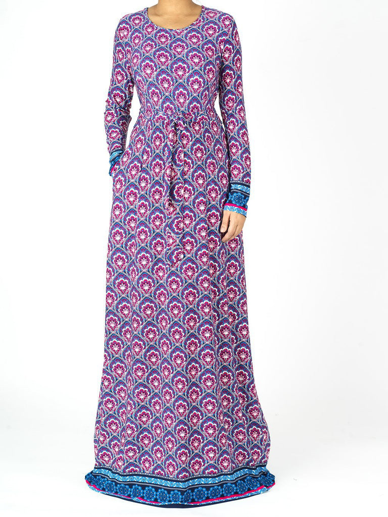 Pink moroccan print  maxi dress Kabayare