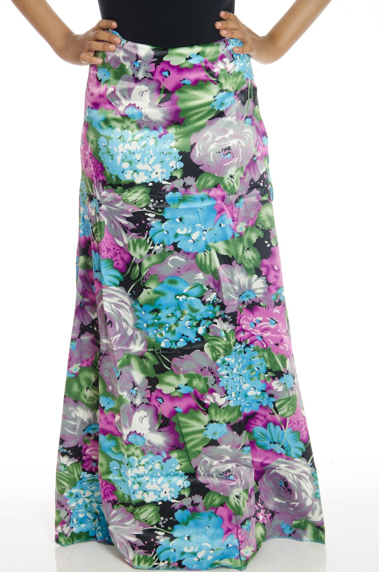 Pink Satin Floral Skirt Kabayare