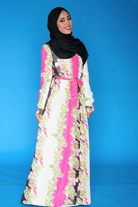 Pink vertical floras chiffon dress Kabayare