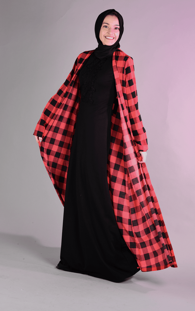 Plaid Kimono abaya Kabayare