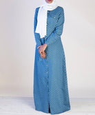 Polka Dot Denim Button Maxi Dress Kabayare