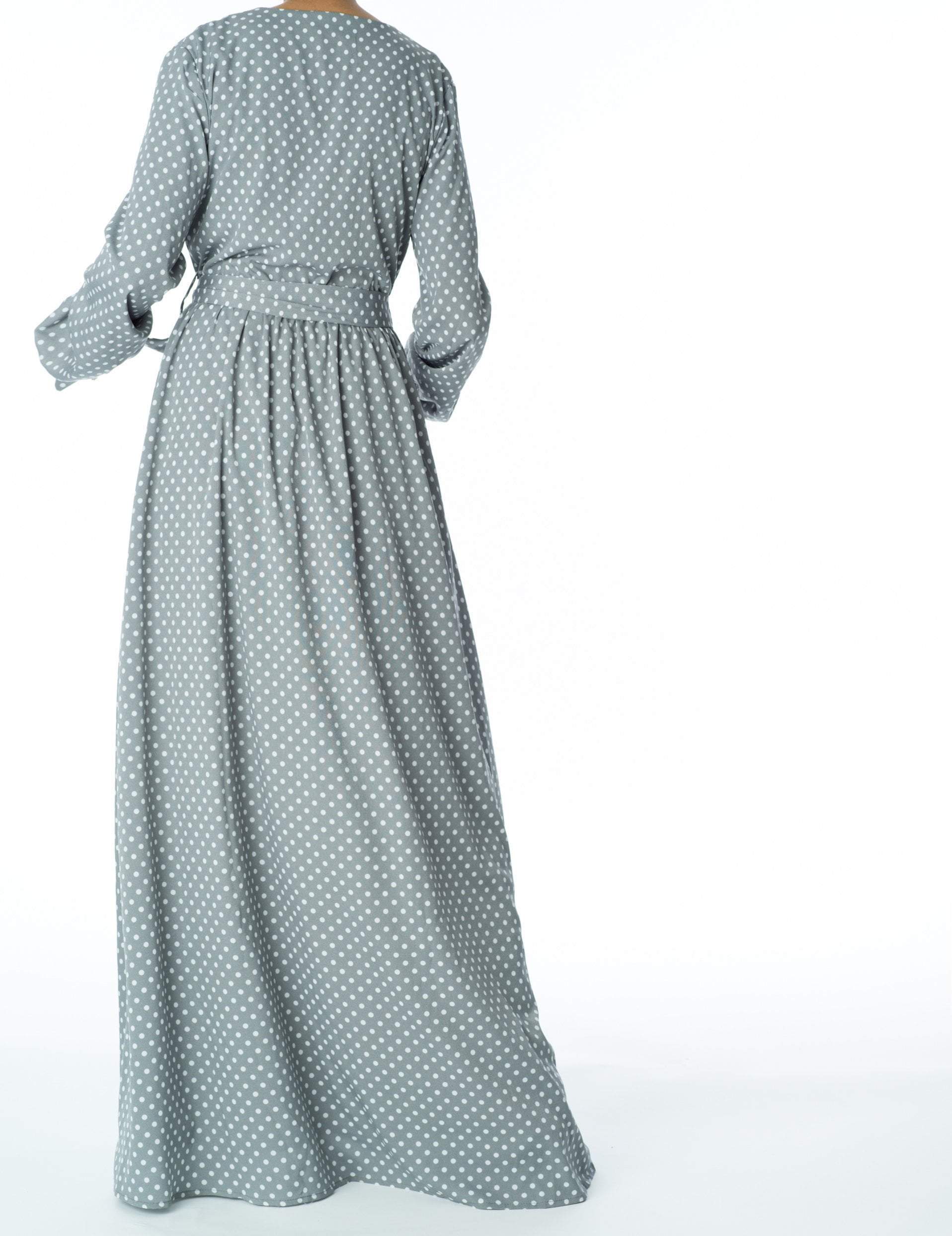 Polka Dots v-neck long sleeve maxi dress Kabayare