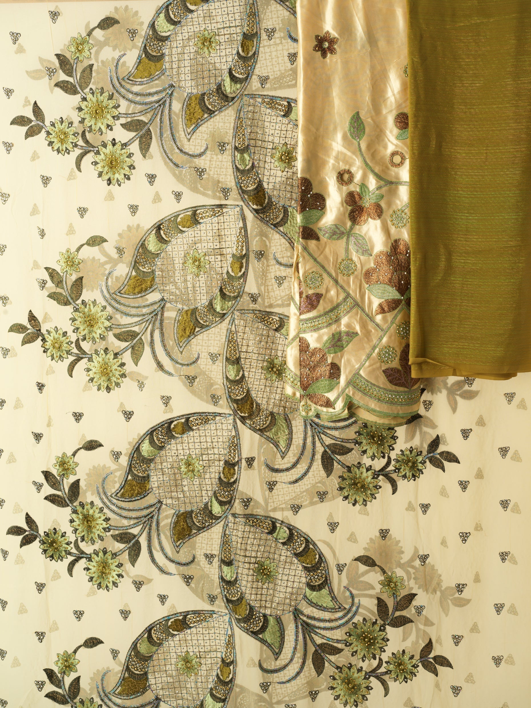Pretty Olive saree Dirac set Kabayare