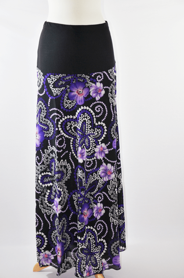 Purple Aztec Floral Skirt Kabayare