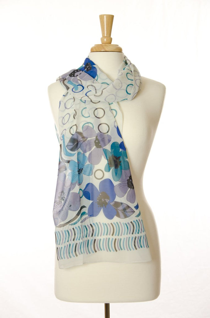 Purple Circles Spring Floral Scarf Kabayare