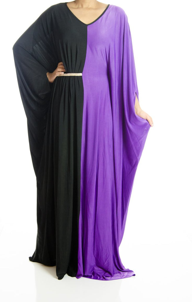 Purple Color-Block Abaya Kabayare