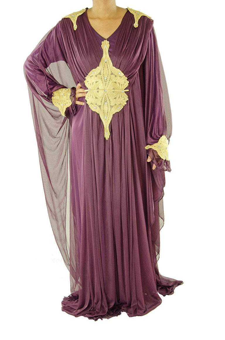 Purple  embroidered  Butterfly Kaftan Kabayare