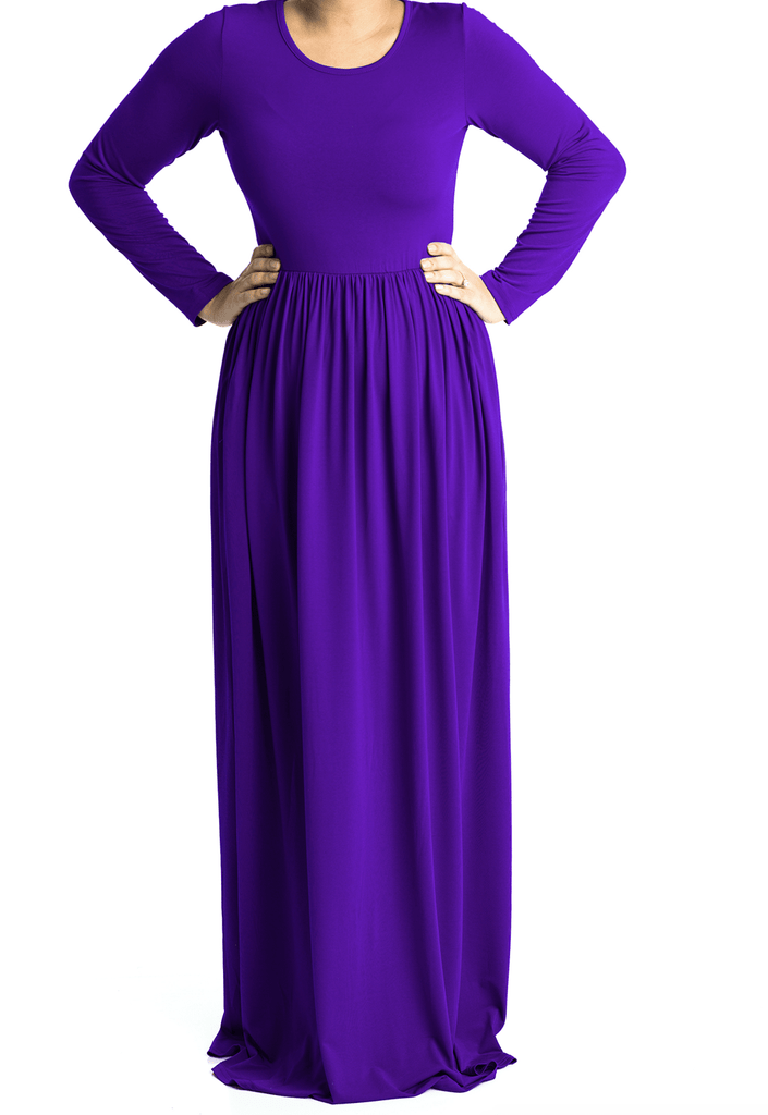 Purple Milk Silk Maxi Dress / Pockets Kabayare