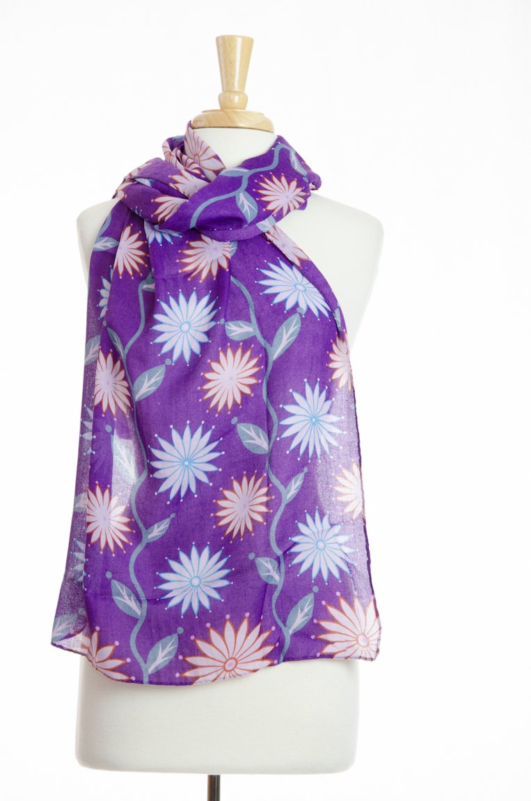 Purple Sun-Floral Scarf Kabayare
