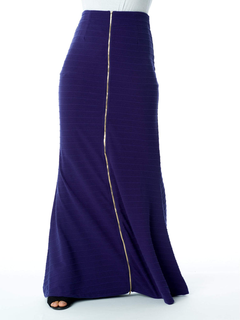 Purple Zipper Pencil Skirt Kabayare