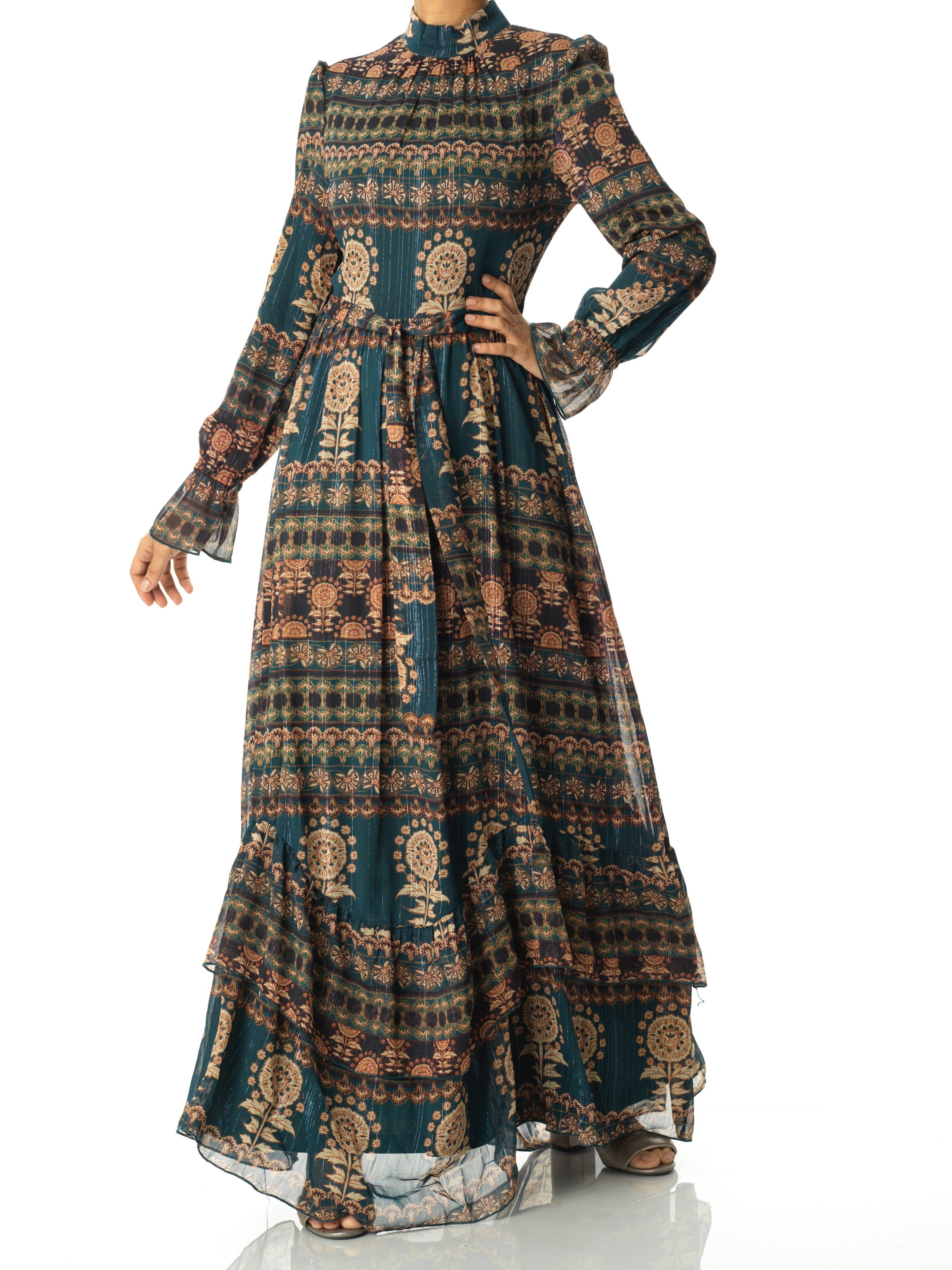 Rania ruffle long sleeve maxi dress Kabayare