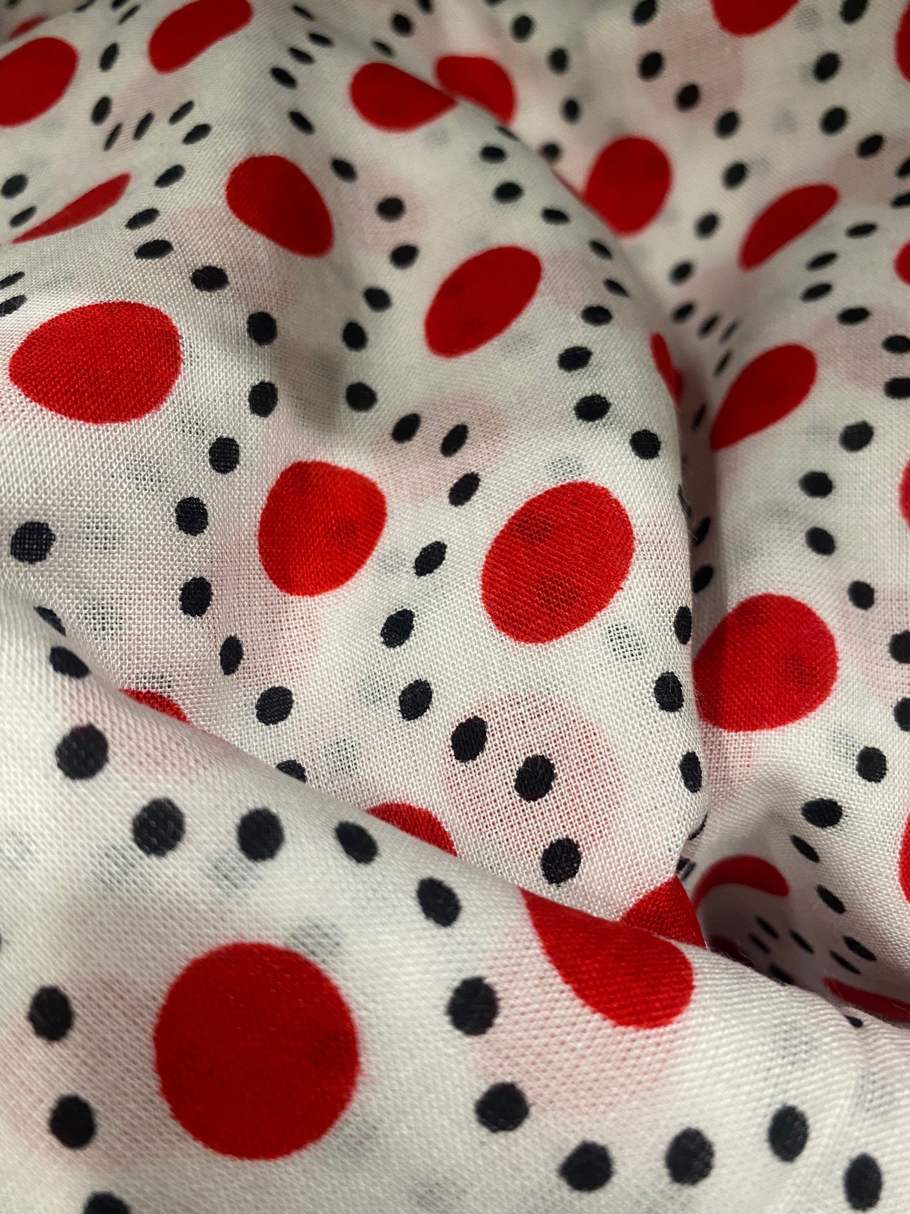 Red and white New Polka bati dress Kabayare