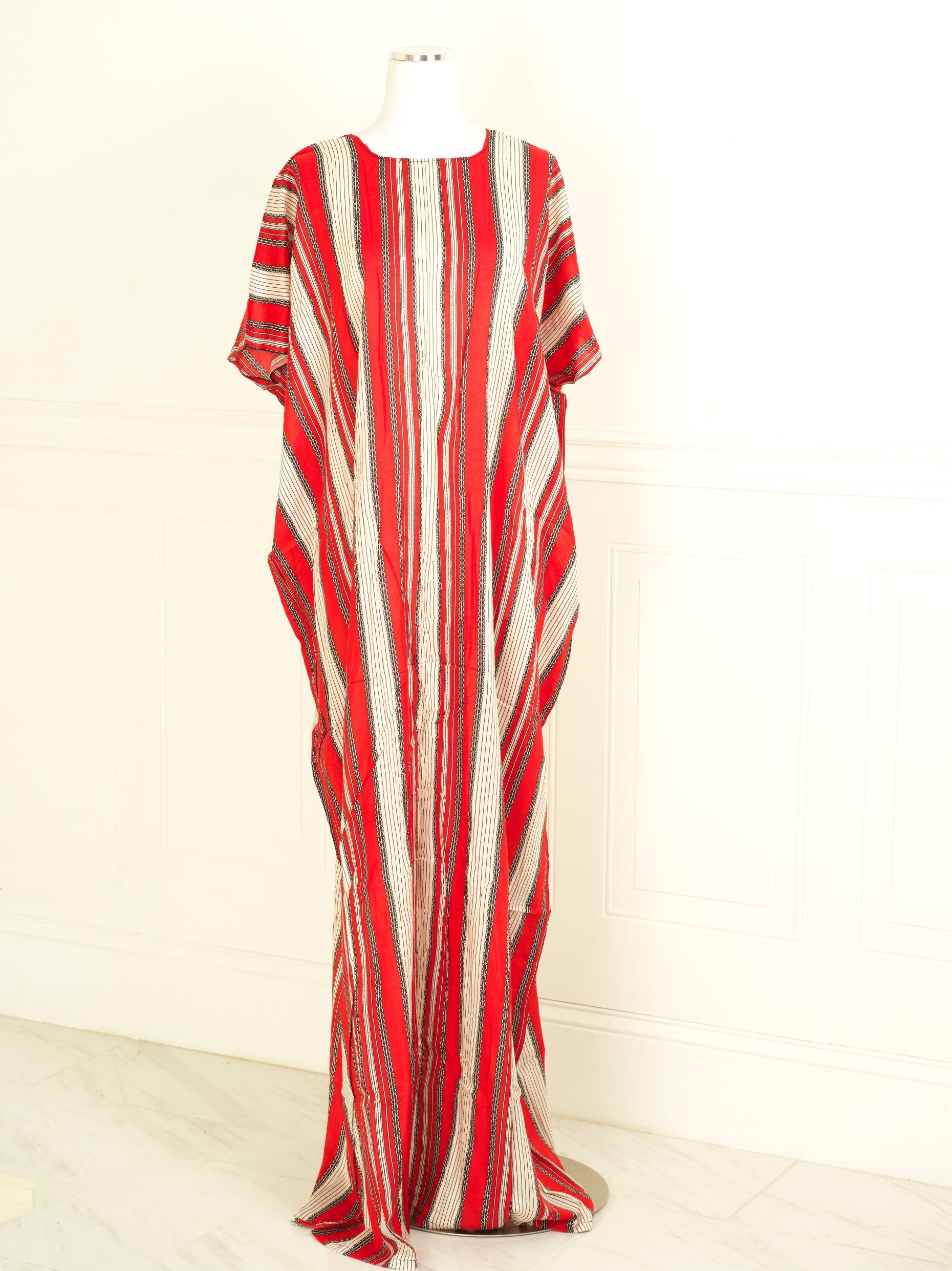 red and white vertical  print bati dress KF