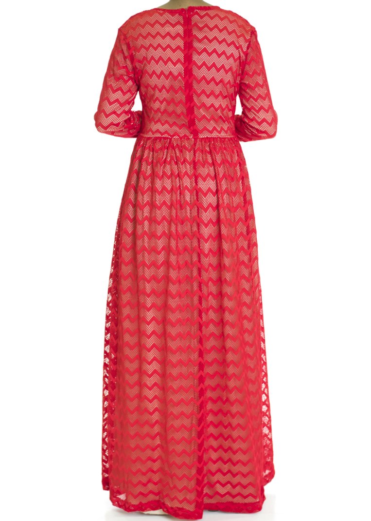 Red Chevron Lace dress Kabayare