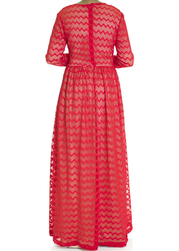 Red Chevron Lace dress Kabayare