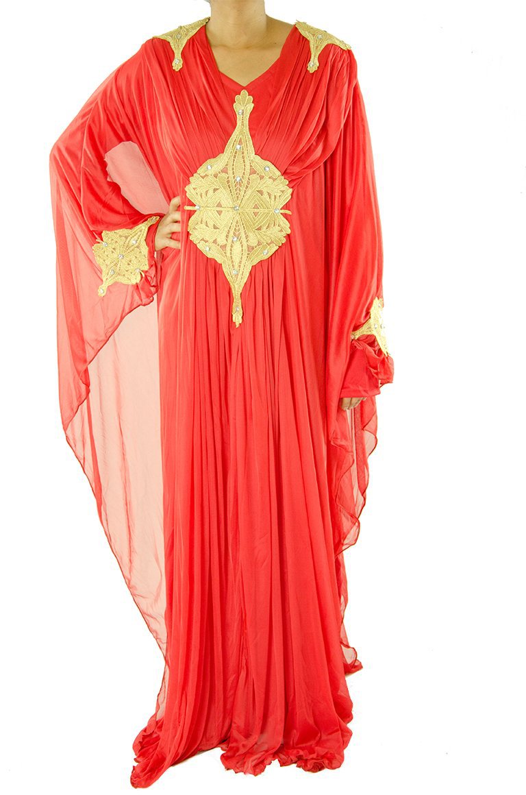 Red embroidered  Butterfly Kaftan Kabayare