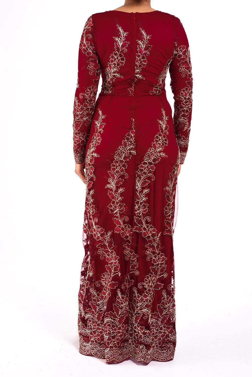 Red Embroidered Princess Gown Kabayare