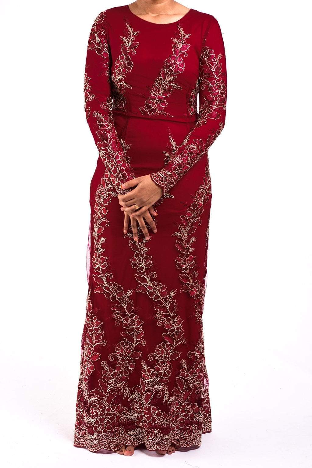 Red Embroidered Princess Gown Kabayare