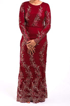 Red Embroidered Princess Gown Kabayare