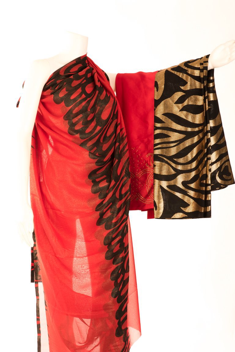 Red Flames Chiffon Dirac Kabayare