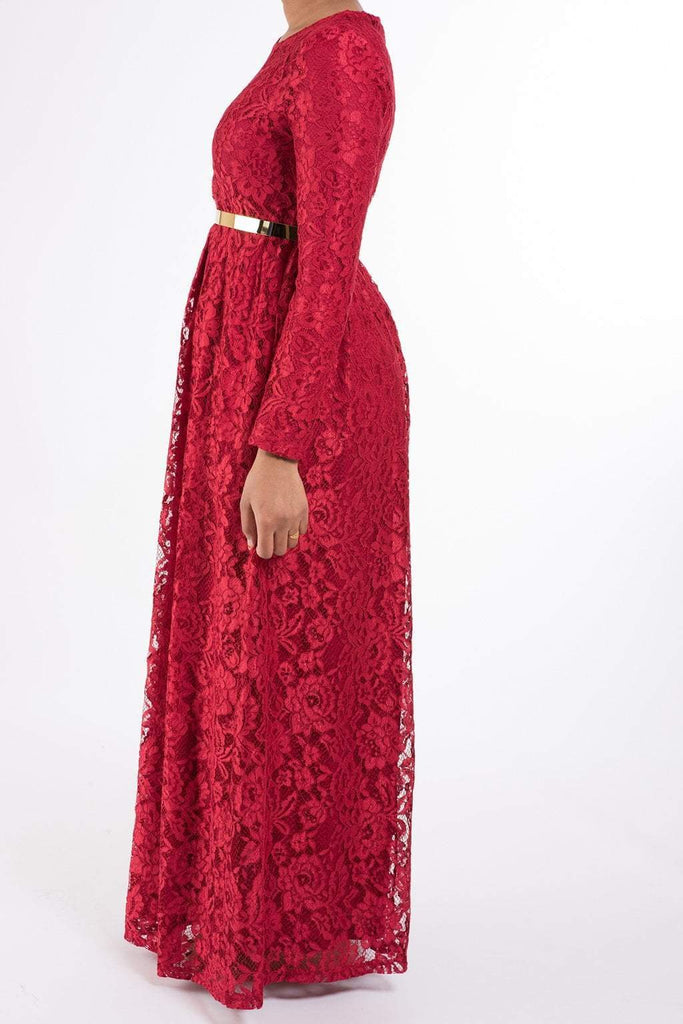 Red Garden Lace Dress Kabayare