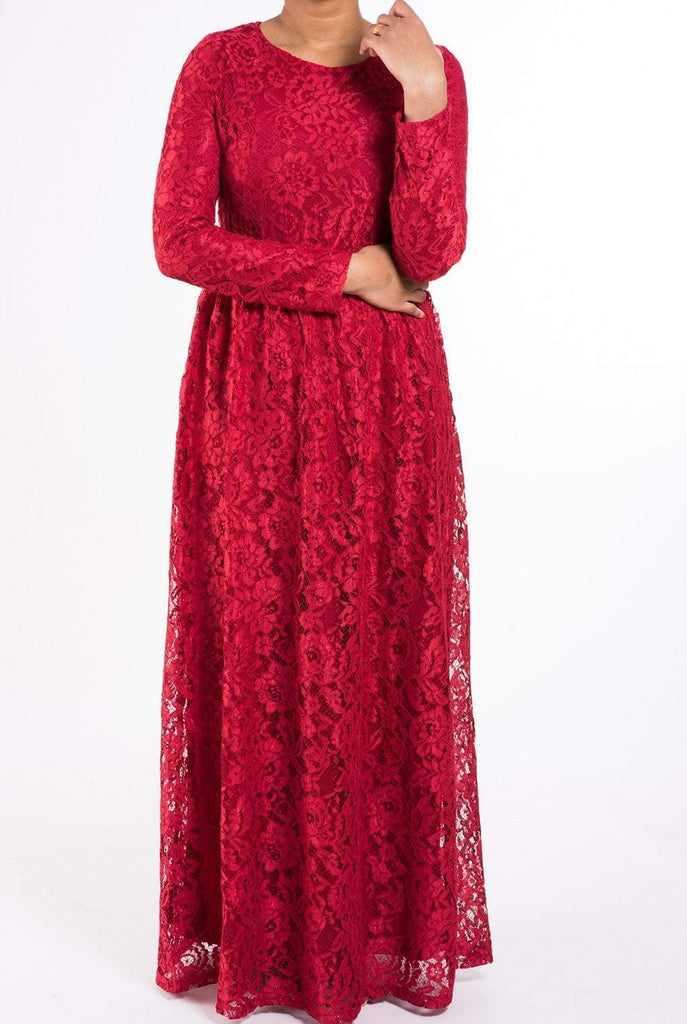 Red Garden Lace Dress Kabayare
