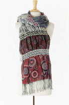 Red & Gray Elastic Pashmina Scarf Kabayare
