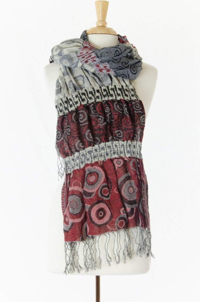 Red & Gray Elastic Pashmina Scarf Kabayare
