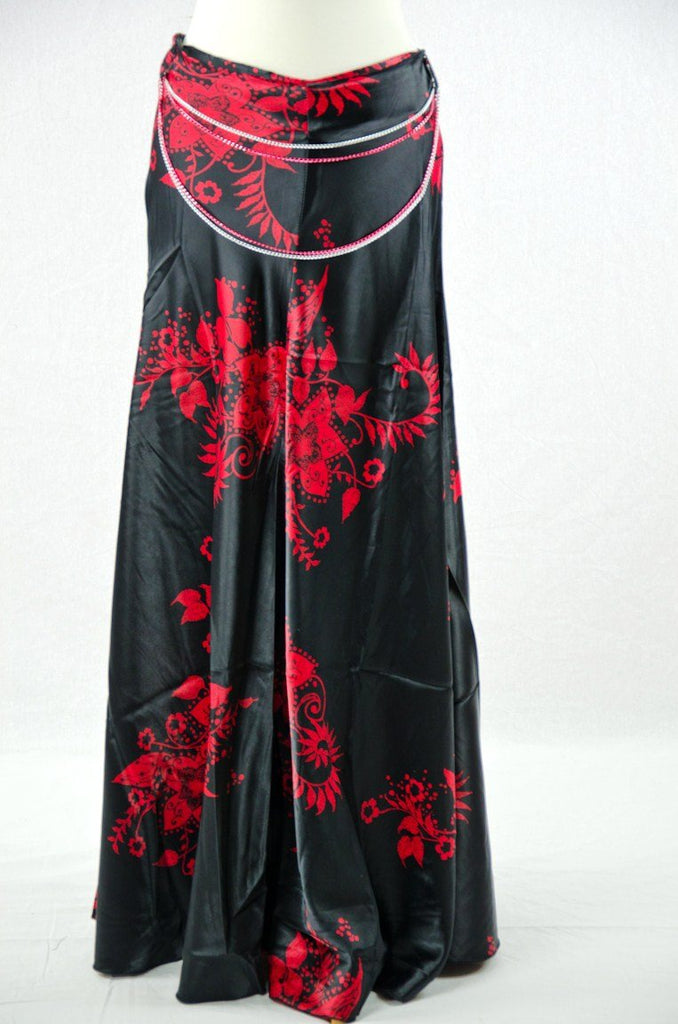 Red Henna floral Silk Skirt Kabayare