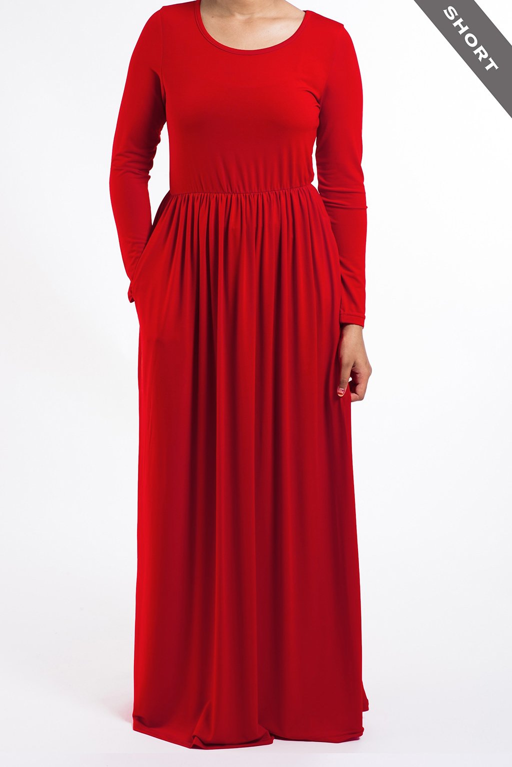 Red Milk Silk Maxi Dress (SHORT) Kabayare