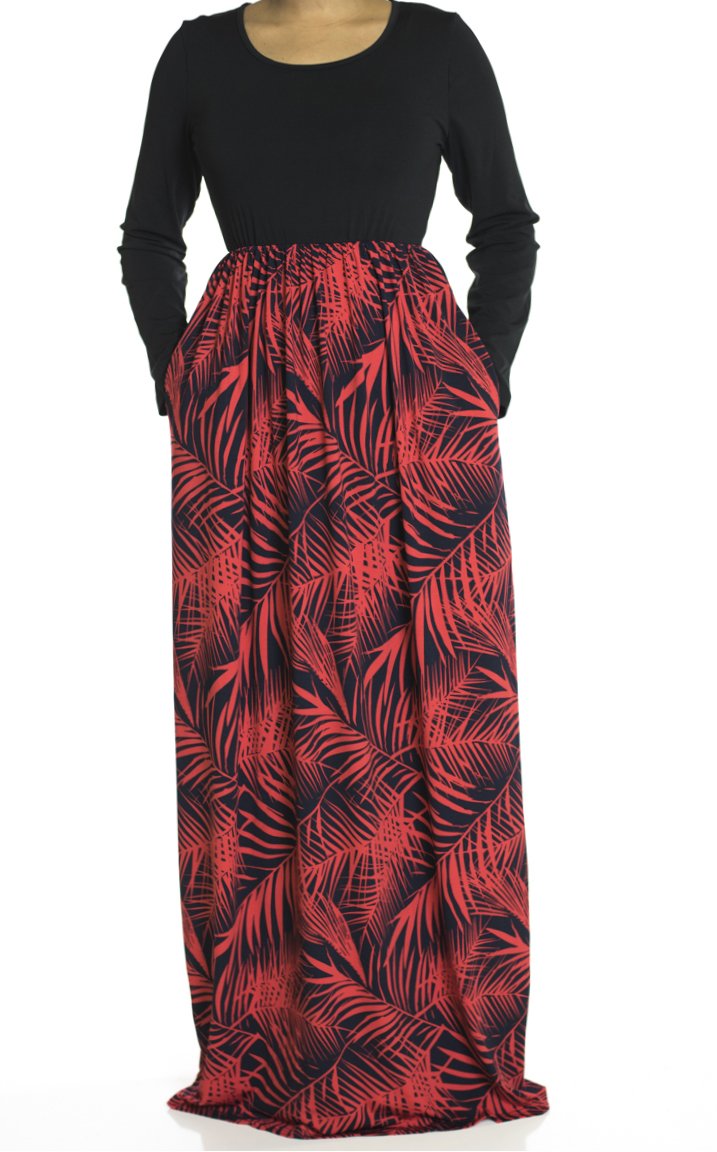 Red Palms maxi dress Kabayare